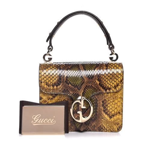 gucci python small 1973 top handle bag yellow|Gucci Python Women's Bags & Handbags for sale .